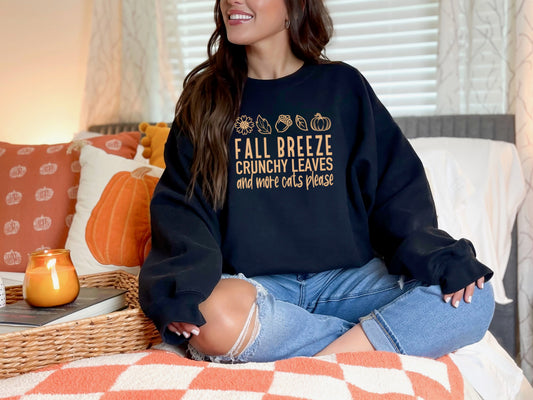 "Fall Breeze and More Cats Please" Crewneck