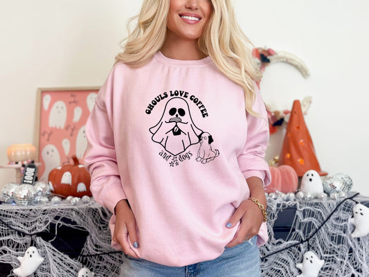 "Ghouls Love Coffee and Dogs" Crewneck