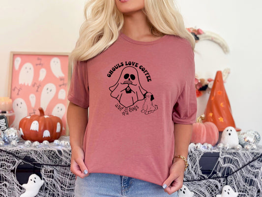 "Ghouls Love Coffee and Dogs" Tshirt