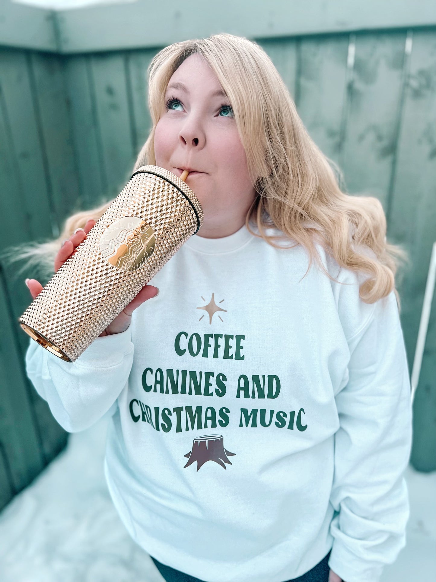 "Coffee, Canines and Christmas Music" Crewneck