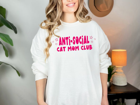 "Anti Social Cat Mom Club" Crewneck