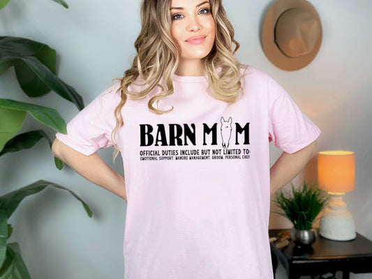 "Barn Mom With Custom Horse Outline" Tshirt
